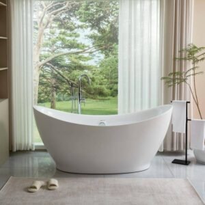 Blois 67 in. Acrylic Flatbottom Freestanding Bathtub in White
