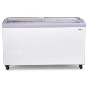 10.9 cu. ft Residential/Commercial Curved Glass Top Chest Freezer in White