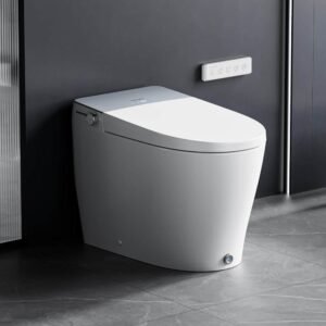 Elongated Electric Smart Bidet Toilet Single 1.06GPF in White with Auto Open/Close, Heated Seat, Air Dry, Foot Sensor