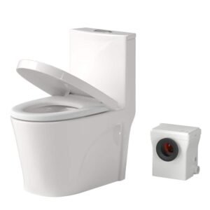 1-Piece 0.8/1.28 GPF Dual Flush Elongated in Toilet with 8-HP Macerating Pump in White