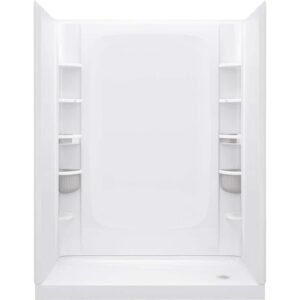 STORE+ 30 in. x 60 in. Single Threshold Right-Hand Shower Base with Shower Walls and 12-Piece Accessory Kit in White