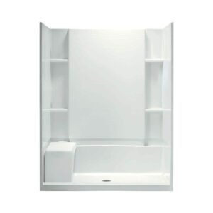 Accord Seated 36 in. x 60 in. x 74-1/2 in. Shower Kit with Age-in-Place Backers in White