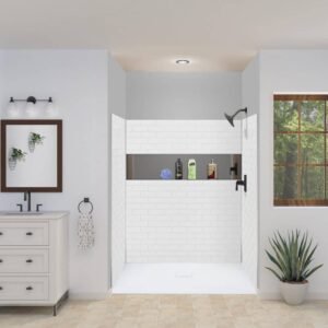 Prodigy 60 in. W x 72 in. H x 36 in. D 3-Piece Glue-Up Alcove Shower Surround in White Subway Tile