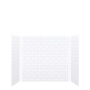 SaraMar 36 in. x 60 in. x 60 in. 3-Piece Easy Up Adhesive Alcove Tub Surround in White