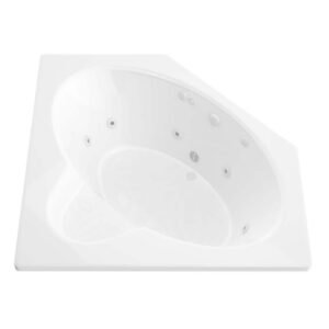 Malachite Series 82 in.x 62 in. Neo Angle Whirlpool Bathtub w/ Center Drain and V-Style Back Jets in Glossy Smooth White