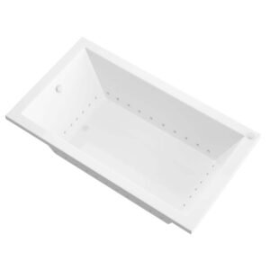 Sapphire Series 60 in. x 30 in. Rectangular Air Bathtub with Right Side Drain and Aromatherapy in Glossy Smooth White