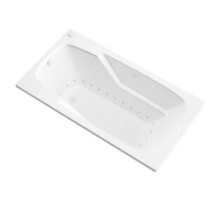 Coral Series 59 in. x 32 in. Rectangular Air Bathtub with Left Side Drain and Aromatherapy in Glossy Smooth White
