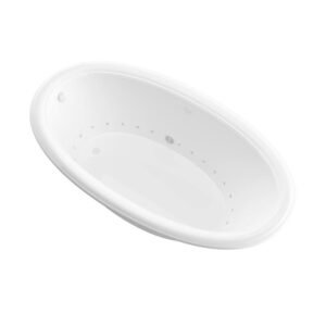 Topaz Series 60 in. x 36 in. Oval Air Bathtub with Right Side Drain and Marine Grade Acrylic in Glossy Smooth White