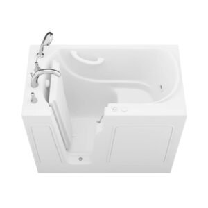 Builder's Series 26 in. L x 46 in. W Whirlpool Jetted Bathtub with Left Drain in White with Fast Filling Faucet Set