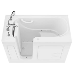 Builder's Series 26 in. L x 53 in. W Left Side Drain Air Jetted Bathtub in White with Fast Filling Faucet with Wand
