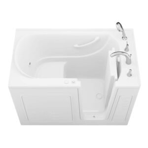 Builder's Series 30 in. L x 52 in. W Whirlpool Jetted Bathtub with Right Drain in White with Fast Filling Faucet Set