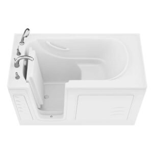 Builder's Series 30 in. L x 59 in. W Left Side Drain Soaker Bathtub in White with Fast Filling Faucet Set