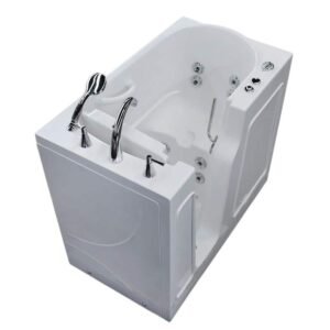 Nova Heated 3.9 ft. Walk-In Whirlpool Bathtub in White with Chrome Trim