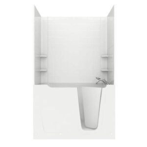 Rampart 5 ft. Walk-in Air Bathtub with 6 in. Tile Easy Up Adhesive Wall Surround in White