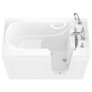 Universal Collection 26 in. L x 53 in. W Right Side Drain Soaker Jetted Bathtub in White with Fast Filling Faucet Set