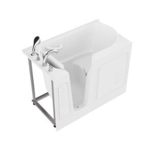 Universal Collection 29 in. L x 52 in. W Left Side Drain Soaker Jetted Bathtub in White with Fast Filling Faucet Set