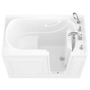 Universal Collection 30 in. L x 52 in. W Right Side Drain Soaker Jetted Bathtub in White with Fast Filling Faucet Set