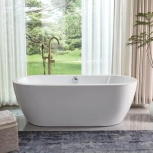 Cergy 67.7 in. Acrylic Flatbottom Freestanding Bathtub in White
