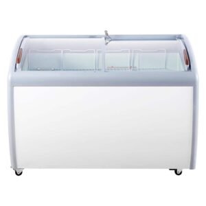 27 in. W 12.8 cu. ft. Commercial Ice Cream Display Case Manual Defrost Chest Freezer w/ Glass Top Deep Freezer in White