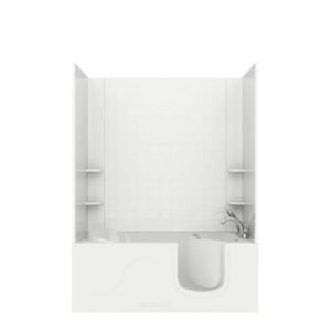 5 ft. Walk-in Non-Whirlpool Bathtub with 4 in. Tile Easy Up Adhesive Wall Surround in White