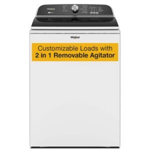 5.2- 5.3 cu.ft. Top Load Washer in White with Removable Agitator