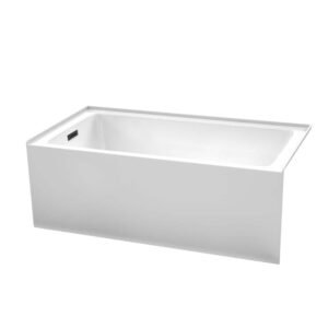 Grayley 60 in. L x 32 in. W Acrylic Left Hand Drain Rectangular Alcove Bathtub in White with Matte Black Trim