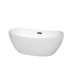Rebecca 60 in. Acrylic Flatbottom Bathtub in White with Matte Black Trim