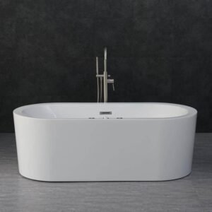 Andria 67 in. Acrylic Freestanding Flat Bottom Whirlpool and Air Bathtub with Drain and Overflow Included in White