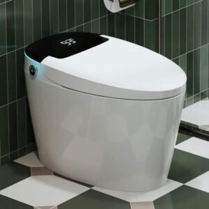 Elongated 1.28 GPF Bidet Toilet Tankless Smart Toilet with Auto Flush Warm Water Foot Sensor Operation in White